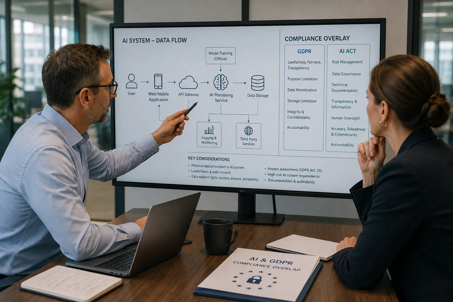 Technical data flow compliance overlay